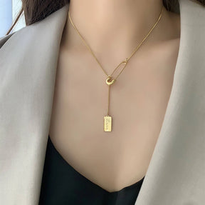 Rectangular Pendant Necklace Female Fashion