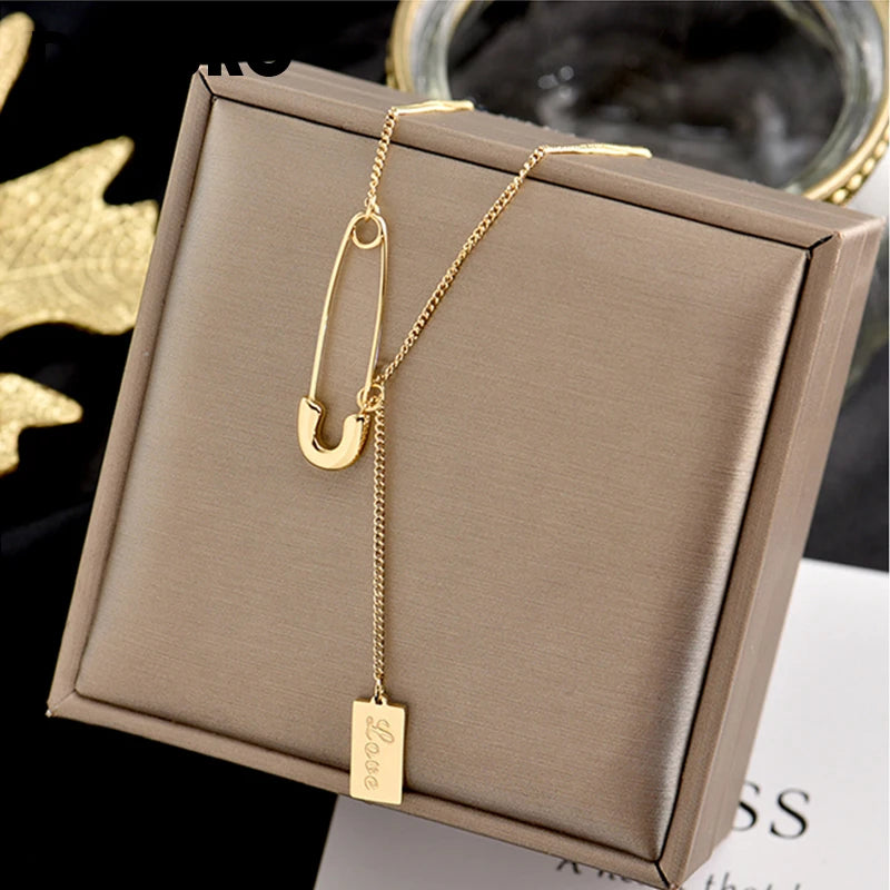 Rectangular Pendant Necklace Female Fashion