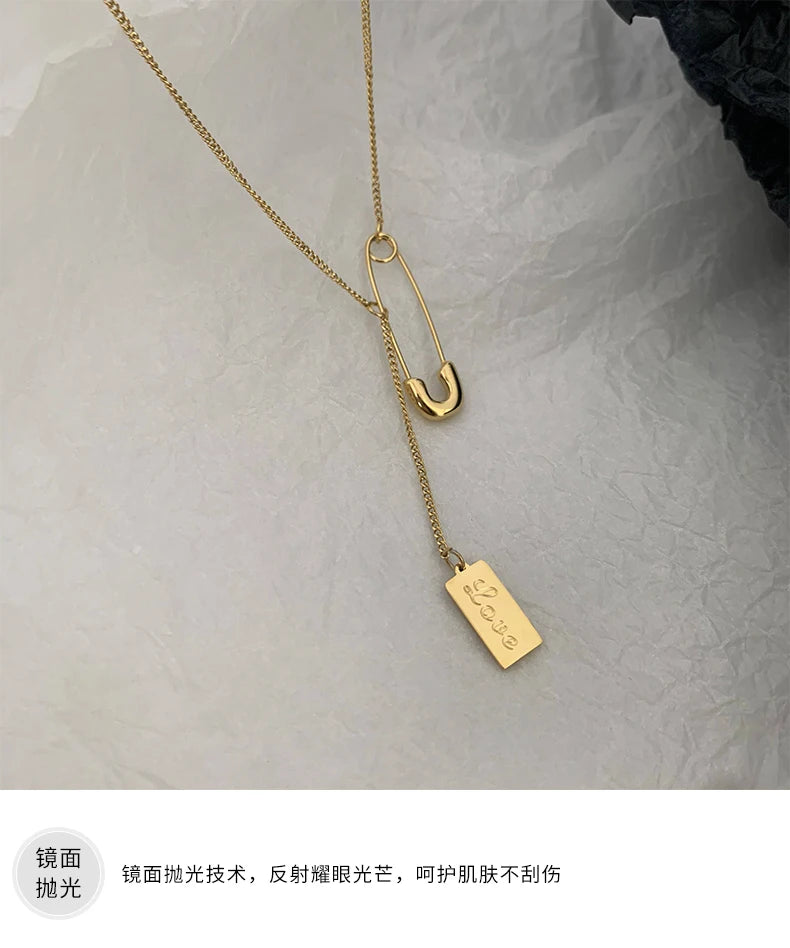 Rectangular Pendant Necklace Female Fashion