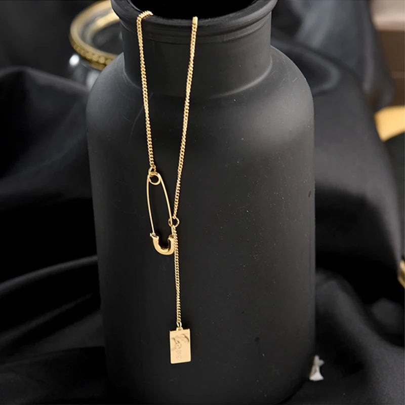 Rectangular Pendant Necklace Female Fashion