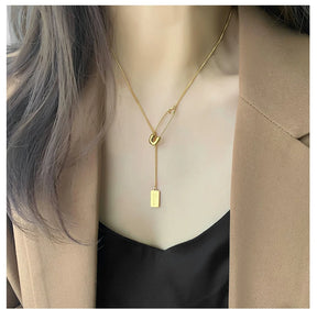 Rectangular Pendant Necklace Female Fashion