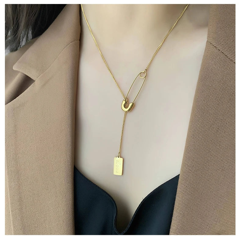 Rectangular Pendant Necklace Female Fashion