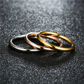 2mm Thin Stainless Steel Rings Rose Gold