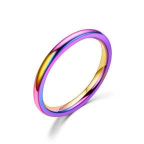 2mm Thin Stainless Steel Rings Rose Gold