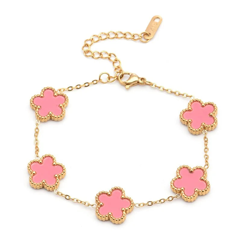 Gold-Plated Stainless Flower Bracelet