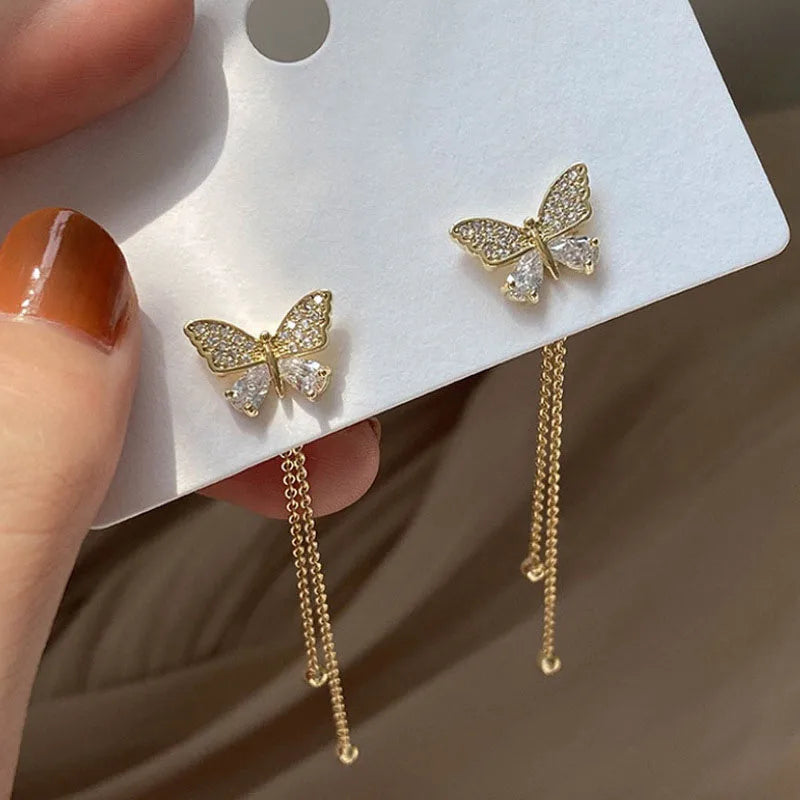 Exquisite Butterfly Long Tassel Earrings