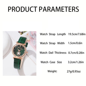 6PCS Set Green Luxury Quartz Watch