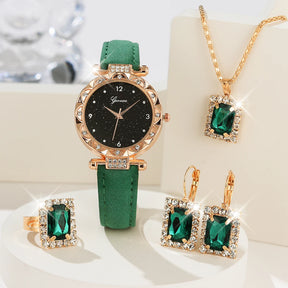 Womens Watches 5Pcs Set Luxury Rhinestone