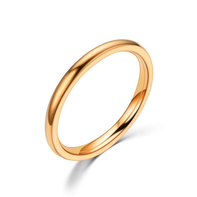 2mm Thin Stainless Steel Rings Rose Gold