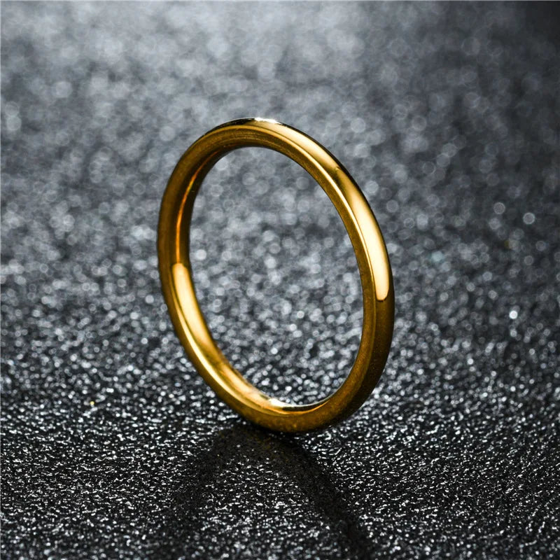 2mm Thin Stainless Steel Rings Rose Gold