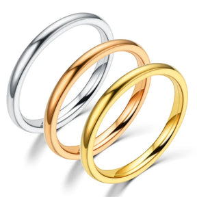 2mm Thin Stainless Steel Rings Rose Gold