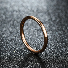 2mm Thin Stainless Steel Rings Rose Gold