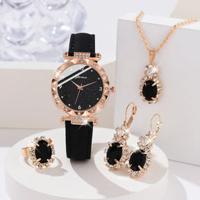 Womens Watches 5Pcs Set Luxury Rhinestone