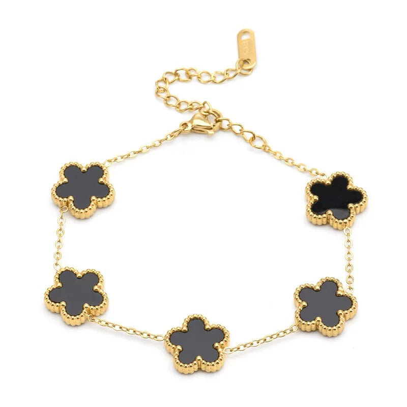 Gold-Plated Stainless Flower Bracelet