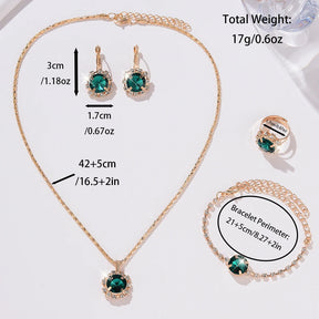 6PCS Set Green Luxury Quartz Watch